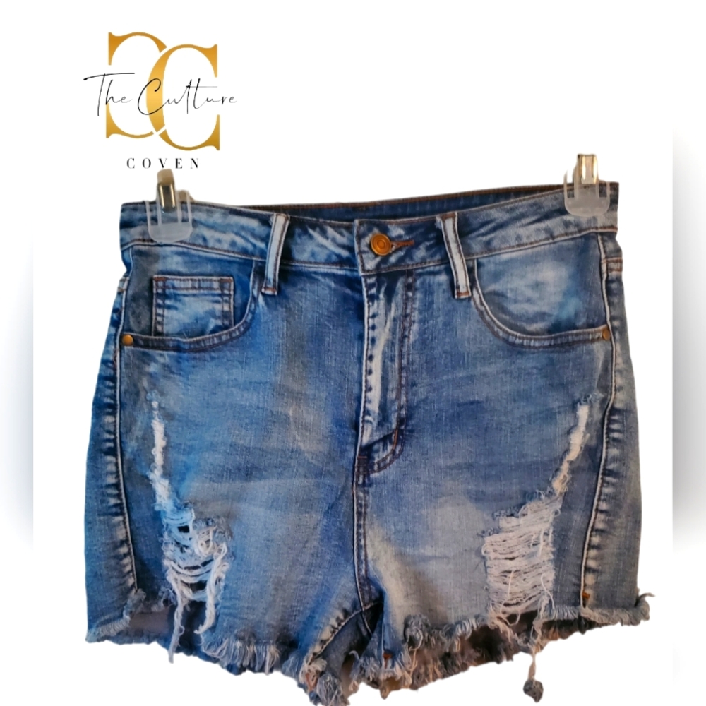 Fashion Nova Distressed Blue Shorts
